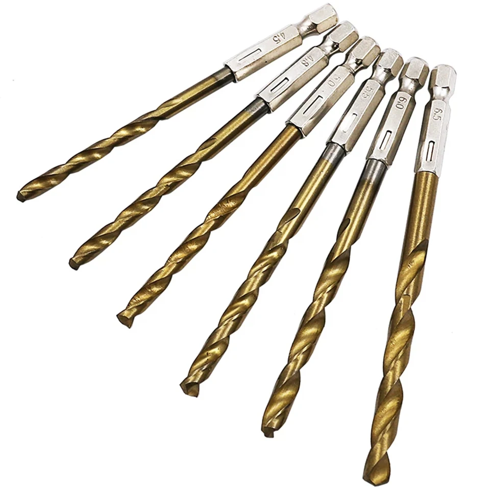 Juego De Brocas De Titanio HSS 13 Piezas - Para Madera, Metal Y Plástico, Con Vástago Hexagonal