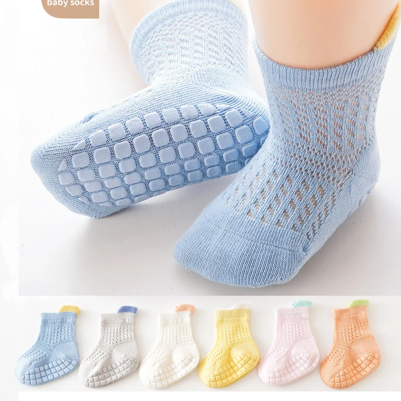 0-3t Baby Mädchen Jungen Kleinkinder rutsch feste Baumwoll socken Neugeborene Kinder Anti-Rutsch-Sommer Mesh dünne kurze Boden griff Socke