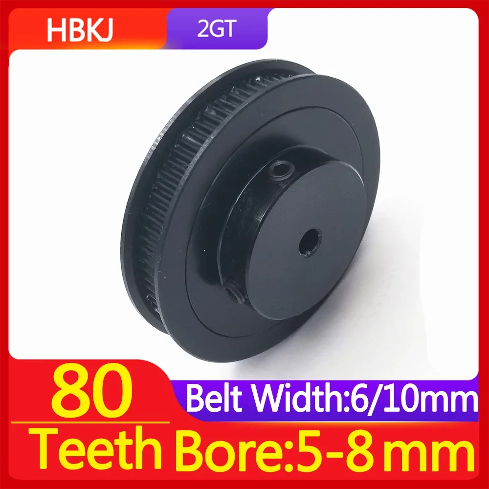 

3D Printer Parts 2GT Black Timing Pulley 2GT 80 Teeth Bore 5/8mm Synchronous Wheels Gear Part For Width 6/10mm Pulley