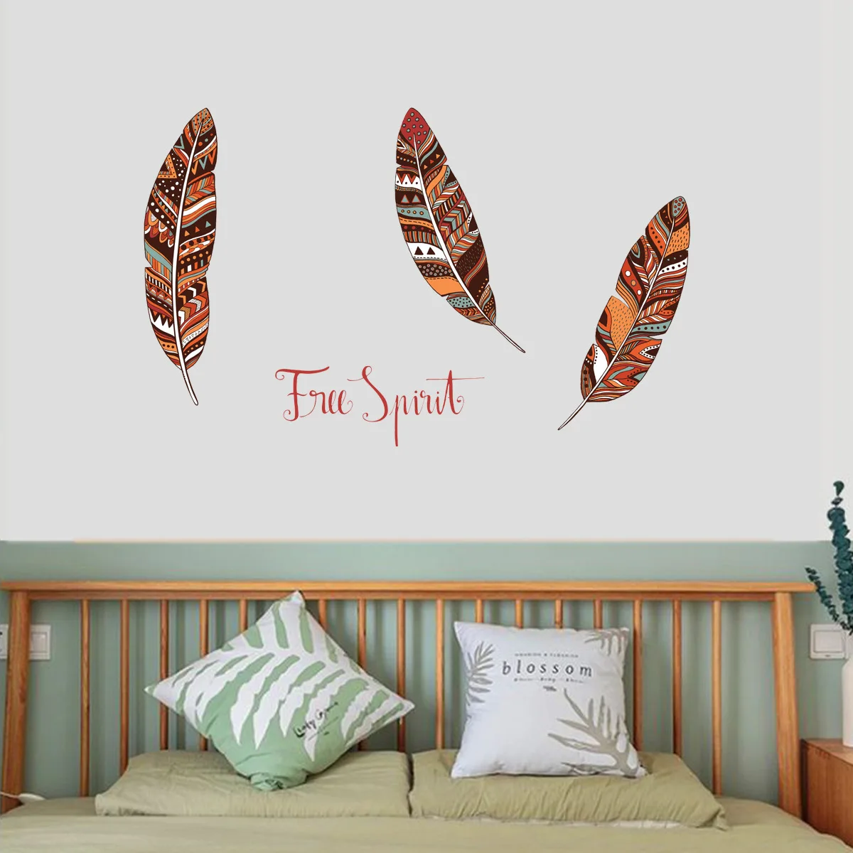 

Exquisite Creative Feather Series Wall Stickers Self-adhesive Removable PVC Home Decor for Living Room Bedroom Restaurant