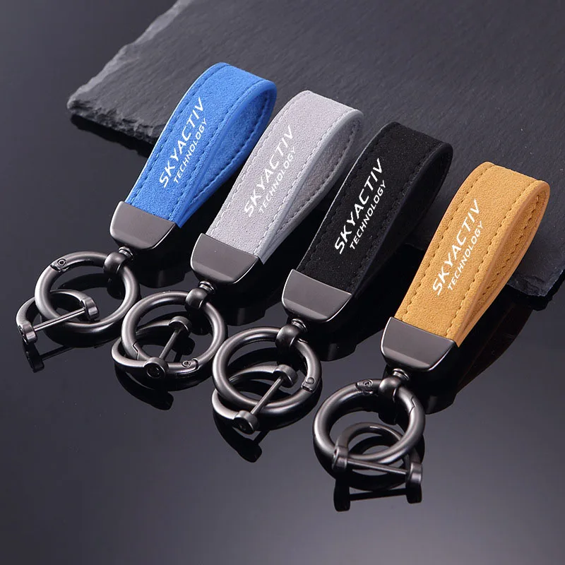 

Suede Keychain Sport Key Ring Custom Gift With Logo For Mazda Skyactiv Technology Logo 3 6 CX 5 CX3 Car Accessories