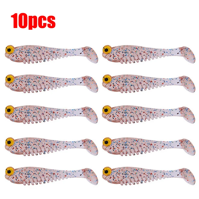 10pcs Fishing Lures Soft Bait 80mm Artificial Bait Shrimp Salt Smell Lure  for Bass Wobbler Fishing Crankbait Swim Fishing Tackle