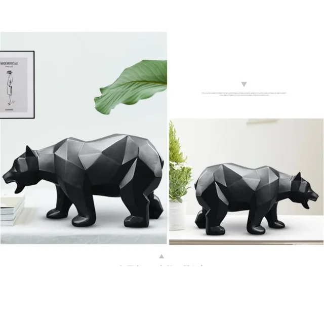 Statue d'ours en résine pour la décoration de la maison, sculpture géométrique, ornement d'animal, accessoires nordiques, artisanat moderne 2