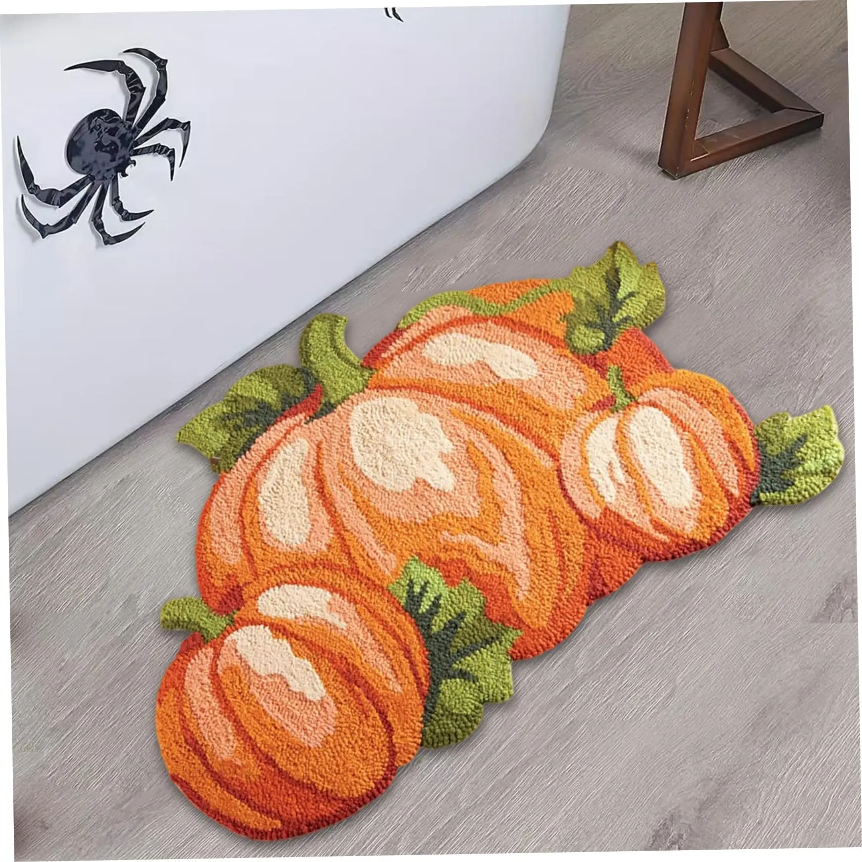 VIKAMA Pumpkin Shape Thanksgiving Rug Cute Soft Fall Bathroom Decor Non-Slip Water Absorbent Floor Mat for Bathroom Home Decor 2