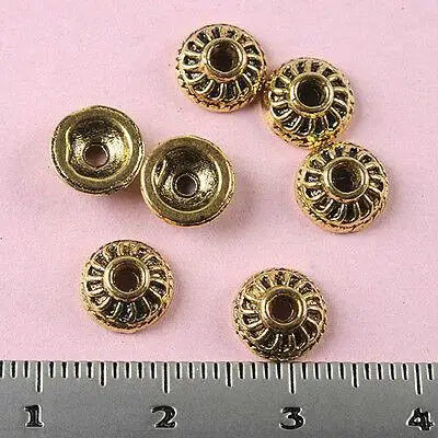 

40pcs 8.4mm dark gold-tone peg-top bead cap charms Findings h1365