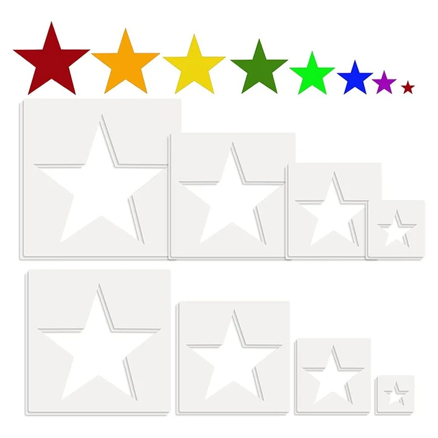 8 PCS Large Star Template Stencils for Different Sizes Painting