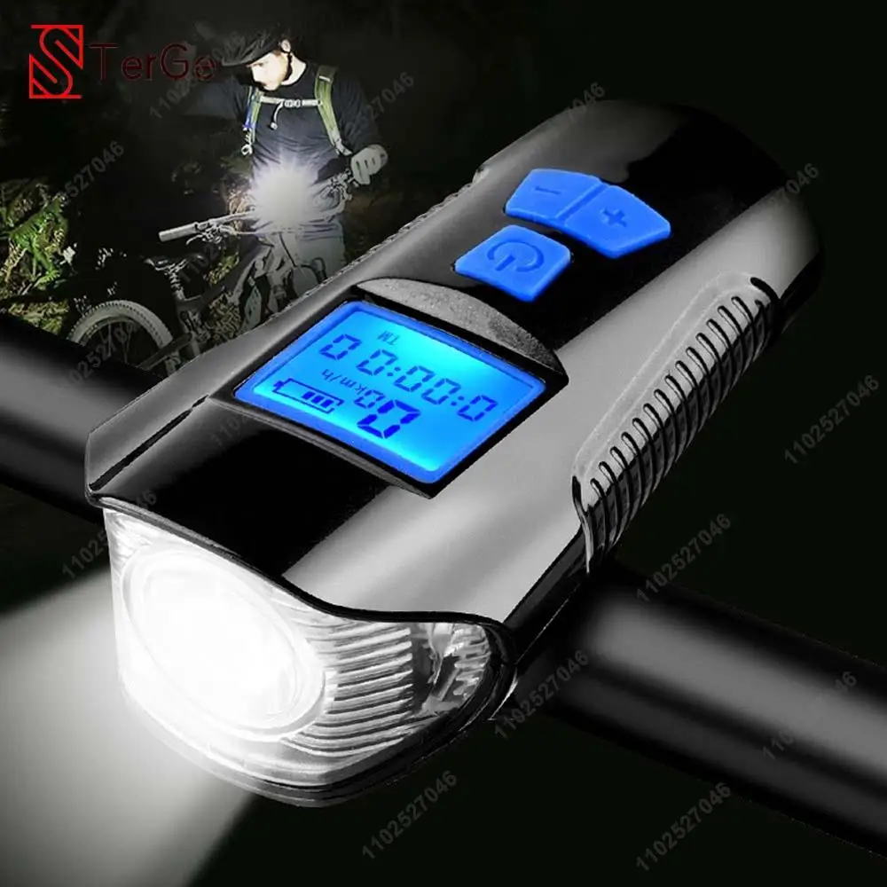 Bike Light Set with Speedometer Horn USB Rechargeable Headlight Super