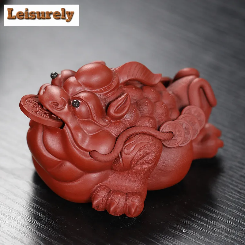Yixing Zisha Wealth Three-legged Golden Toad Tea Pet Antique Fish Tank Landscaping Tea Figurine Play Toys Tea Statue Ornaments