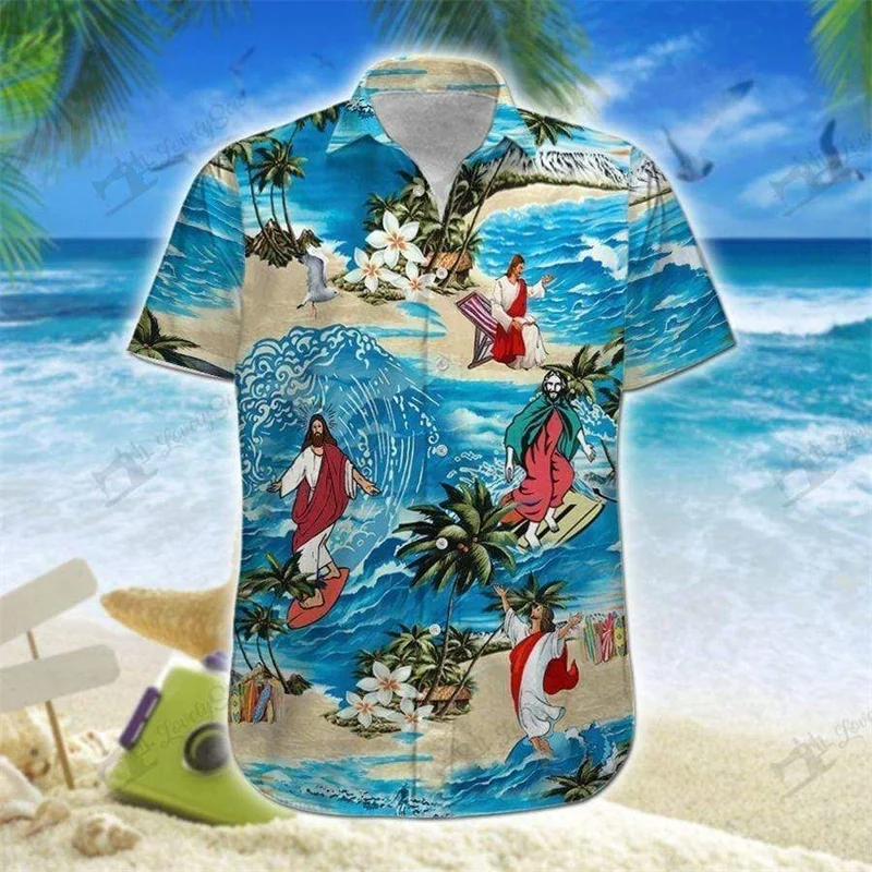 thumbnail image 1 of Jesús es mi Salvador Jesús me ama Camisas hawaianas Camisas de moda para hombre y mujer Camisas de playa geniales Camisas florales geniales de verano Ropa, 1 of 4