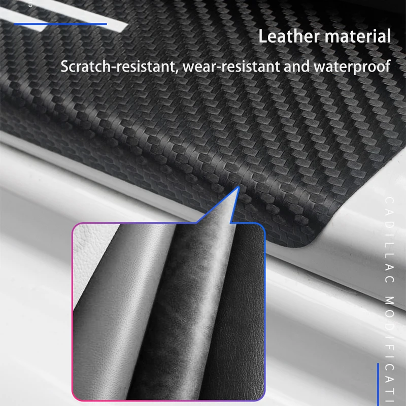 Car Door Sill Protector Sticker Set - 4pcs Premium Vehicle Entry Protection Accents