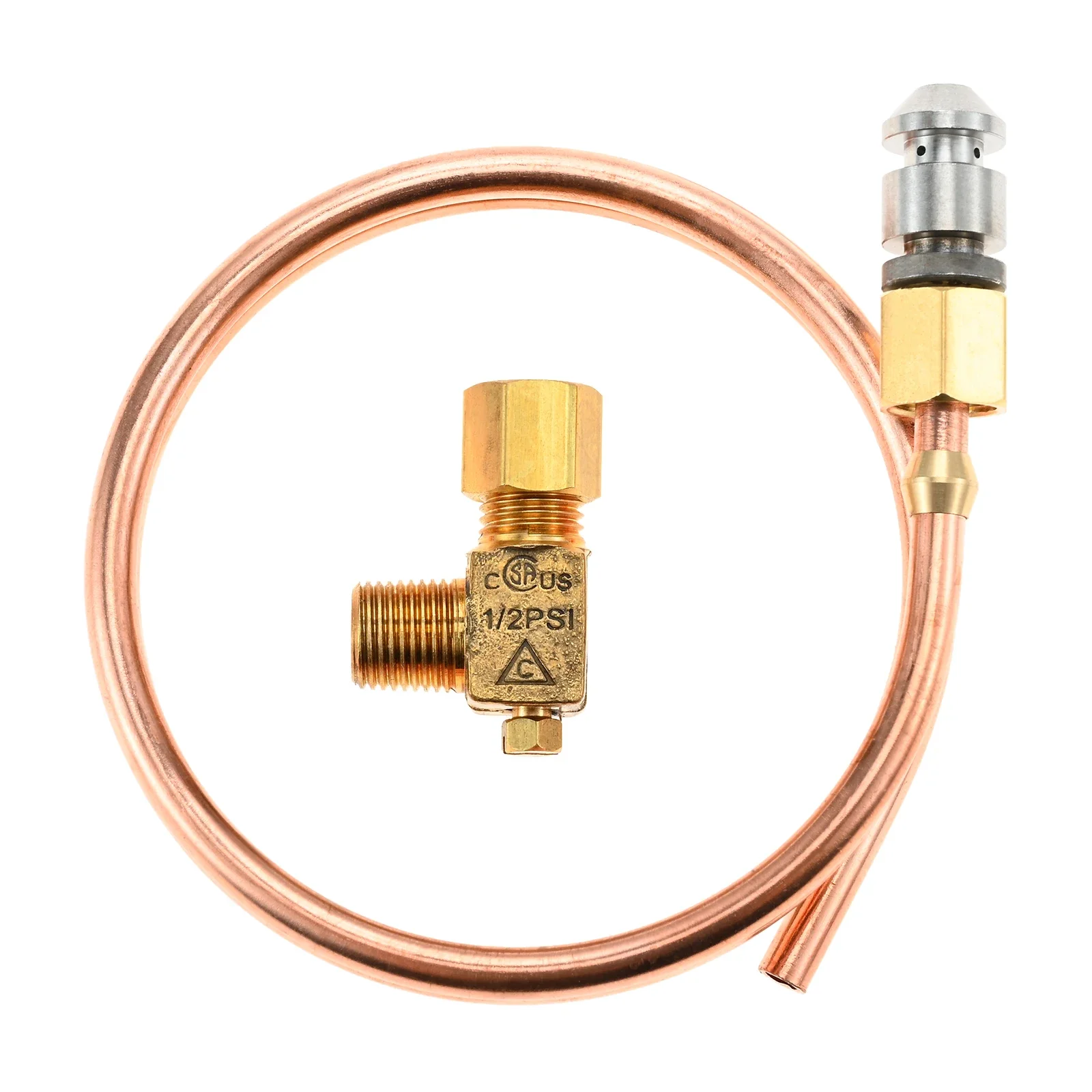 Pilot Tube 3/16" OD X 20" Copper Pipe Bendable Range Oven Pilot Burner with 2065643 Valve for Hotel Kitchen Gas Equipment