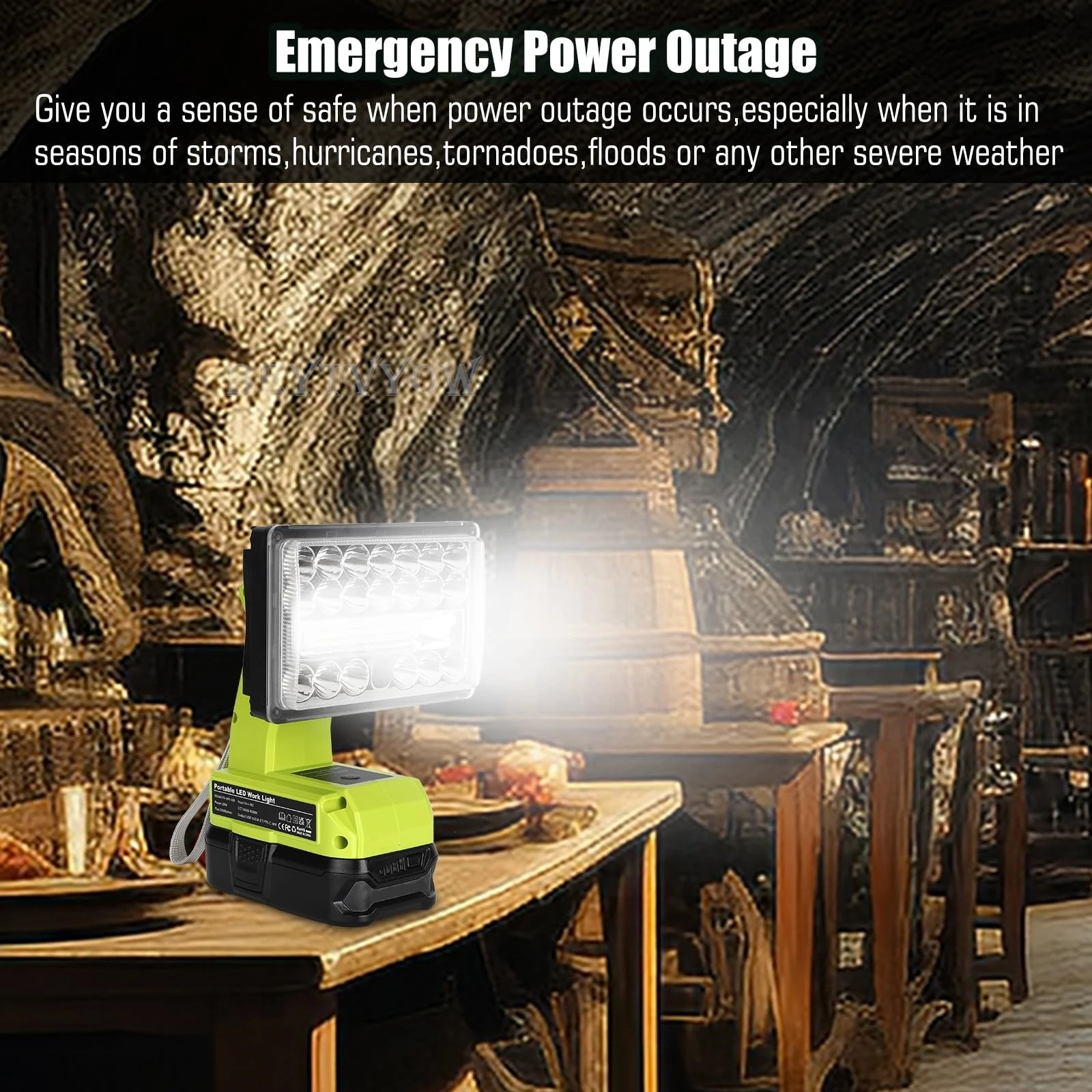 18W 2000LM Flashlight Compatible with Ryobi 18V Battery Light 18V Floodlight Spo