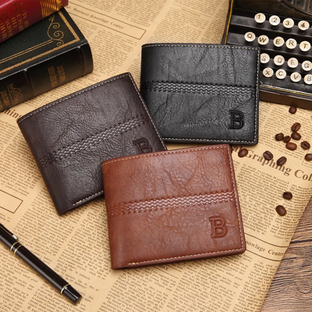 

Multi-position 2 Fold Purse Fashion Contracted Leisure Men's Hand Bag Retro Durable Men's Short Wallet Male