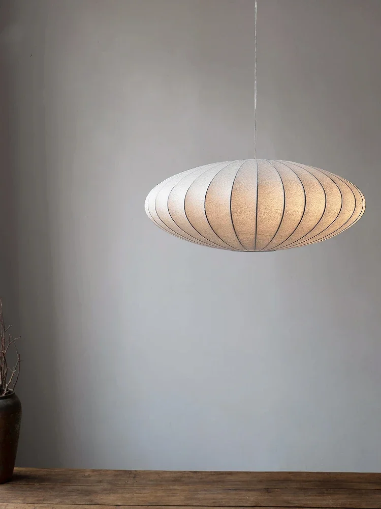 Nordic Modern Silk Pendant Lights Wabi Sabi E27 LED Chandeliers Lustre For Living Room Dining Room Pendant Lamp Decor Lighting 2