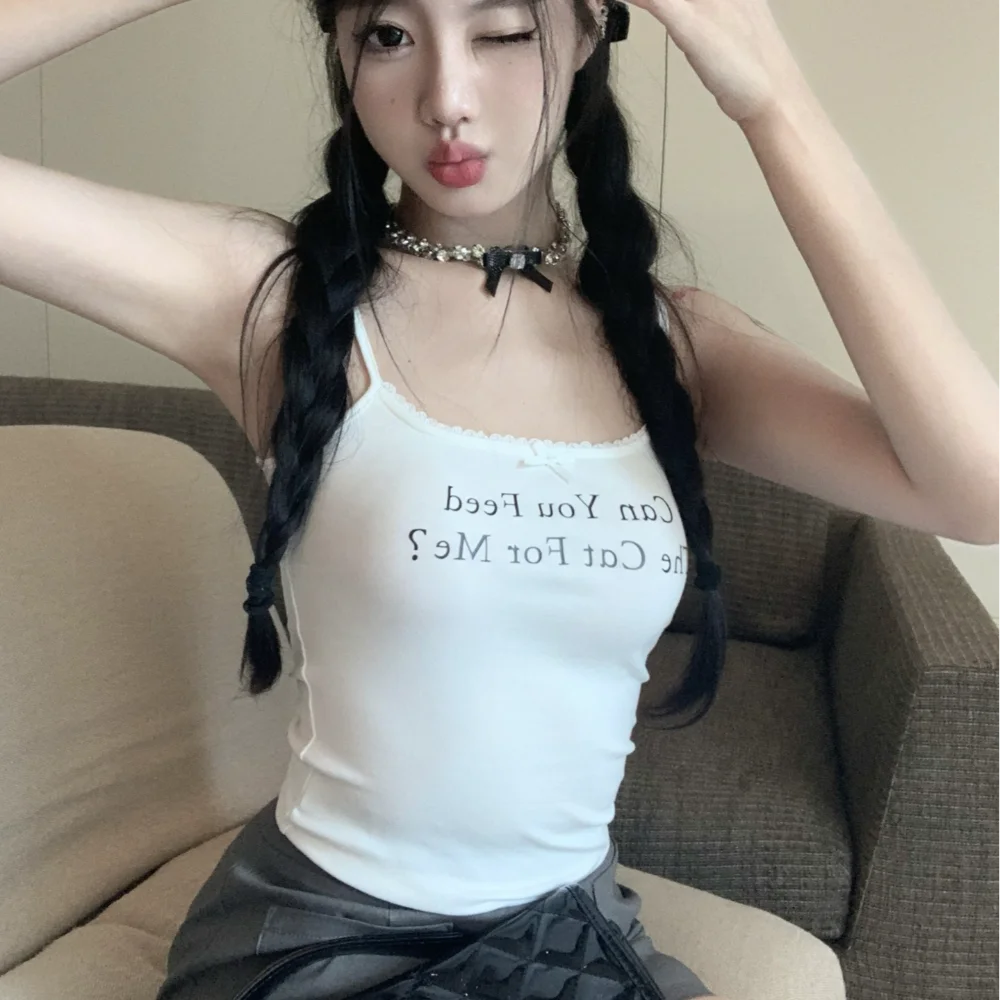 Polyester Lace Vest Women Streetwear Cami Shirts