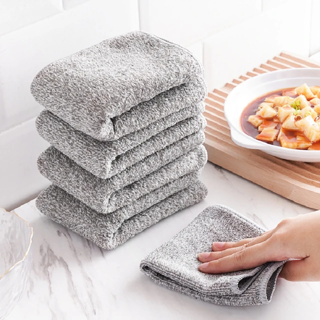 Bamboo Charcoal Dish Towel, Microfiber Dish Cloth, Household