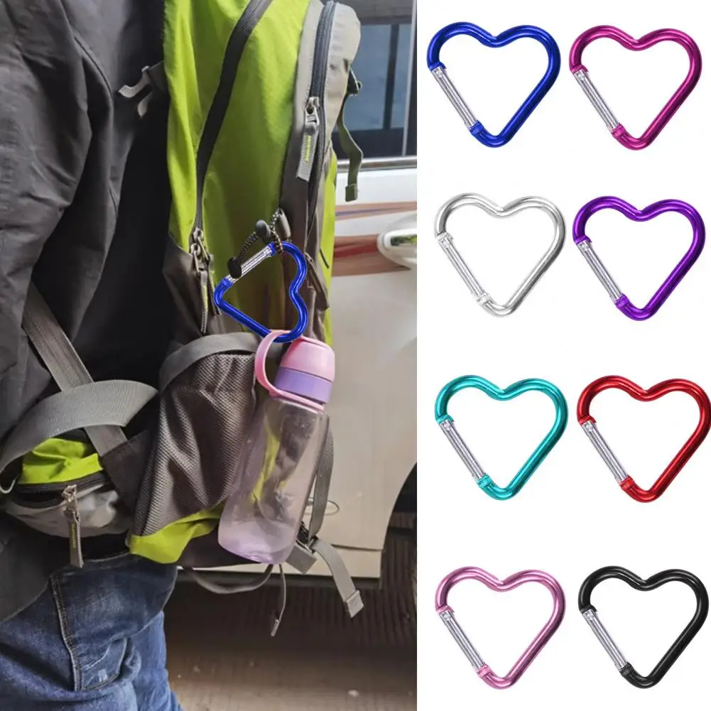 Climbing Carabiner 10Pcs Carabiner Clips Heart-shaped Hooks Compact Quick Link Snap Hook Clips Strong Load-bearing Key Holders Camping