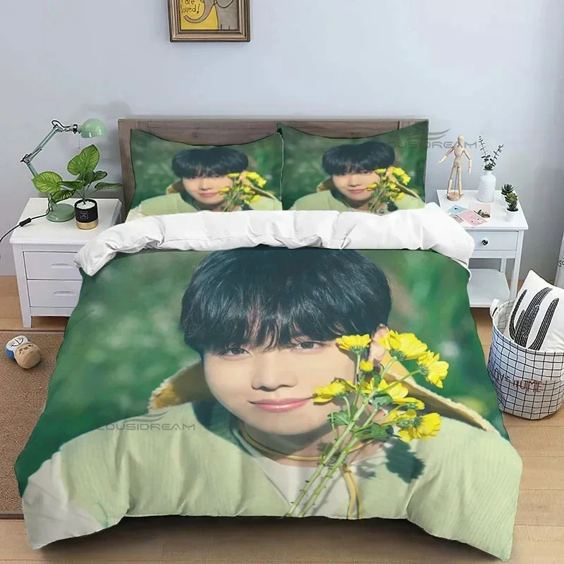 Korean Fashion Singer Group Kpop Jung Kook SUGA Jimin Bedding Set,Duvet Cover Bed Set Quilt Cover Pillowcase,King Queen Size 3