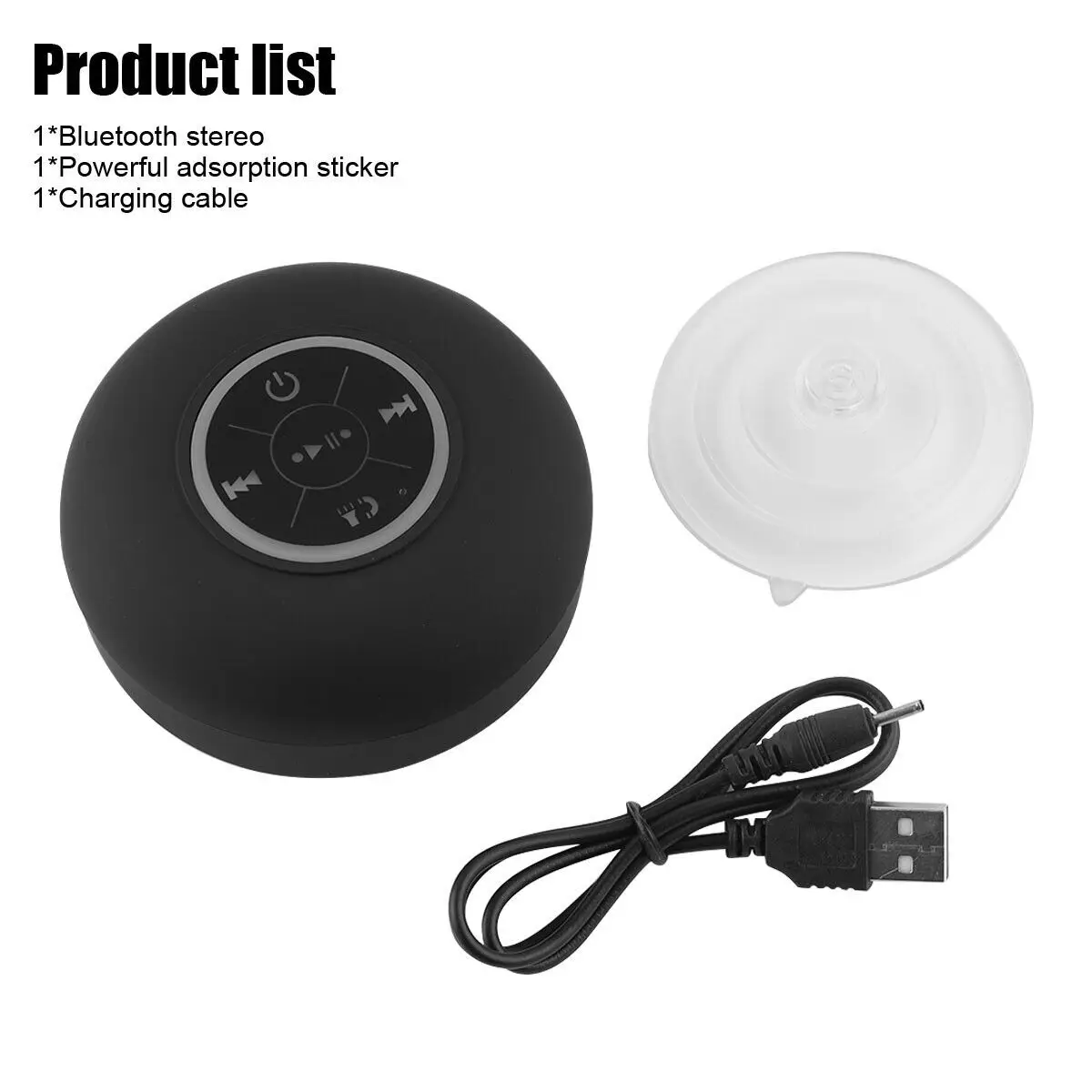 Portable Wireless Bluetooth Speaker Waterproof Suction For Shower Bathroom Black 3 - 5 Days Free Delivery Only UK