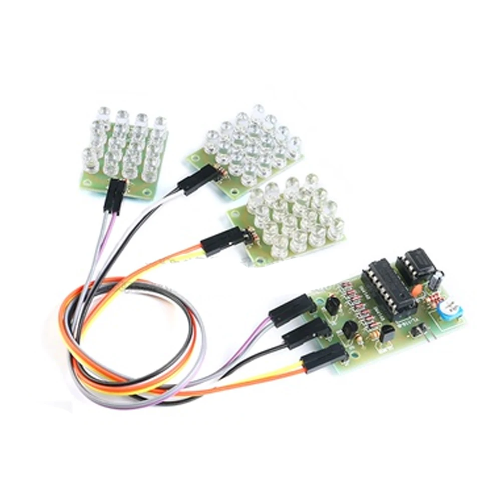 Welding-Practice-CD4017-ne555-flashing-light-Red-White-Blue-LED-Parts ...