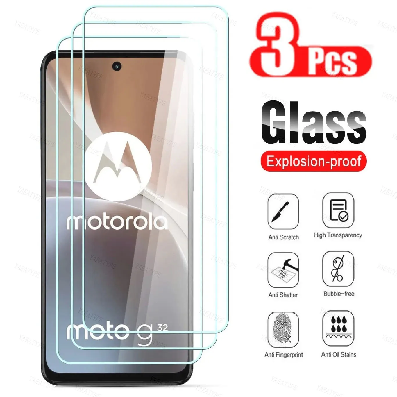 

3PCS Tempered Glass For Motorola Moto G13 G23 E13 G53Y G53J G53 G73 Screen Protector Protective Film On Moto G72 G32 G62 G42 G82