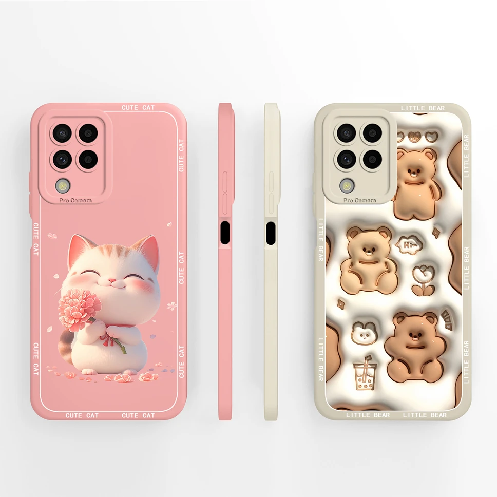 Lovely Cat Bear Cartoon Soft Silicone Phone Case - Durable Bumper Cover