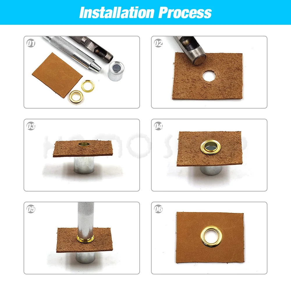 Eyelet Grommet Ring Kit 4mm Metal Rings With Washer Punch Tool 100 Sets