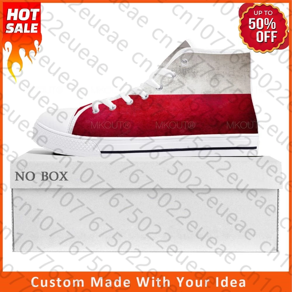 

Высокие высококачественные кроссовки с полированным флагом, мужские и женские холщовые кроссовки для подростков, польская повседневная обувь для пар, обувь на заказ