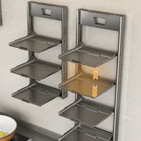 Multi-layer Suction Wall-mounted Dish Rack for Preparing Dishes in The Kitchen - Foldable Storage Rack for Easy Storage 5