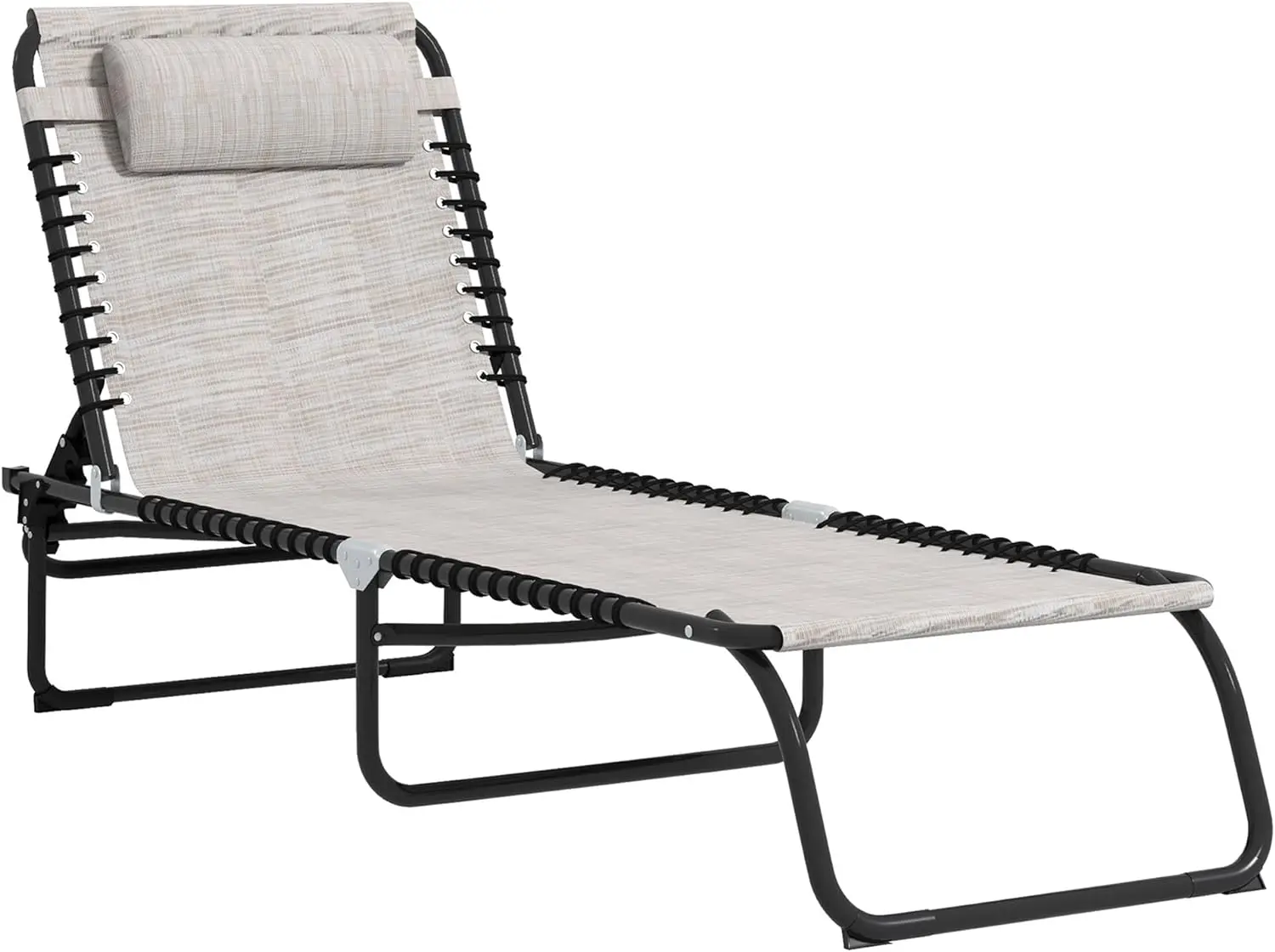 Outsunny Folding Chaise Lounge Pool Chair, Patio Sun Tanning Chair, Outdoor Lounge Chair with 4-Position Reclining Back,