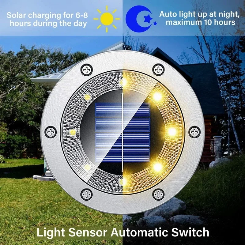 Description Picture 5 of item1/4/8pcs 8LED Solar Ground Outdoor Lights Garden Lamp Solar Powered Landscape Outdoor for Yard Backyard Lawn Patio Decorative