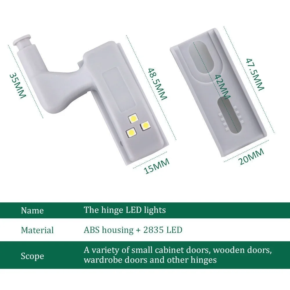 Universal Hinge Light 1pcs Kitchen Bedroom Living Room Cabinet Cupboard Wardrobe 0.25W Inner LED Sensor Light Furniture Hardware