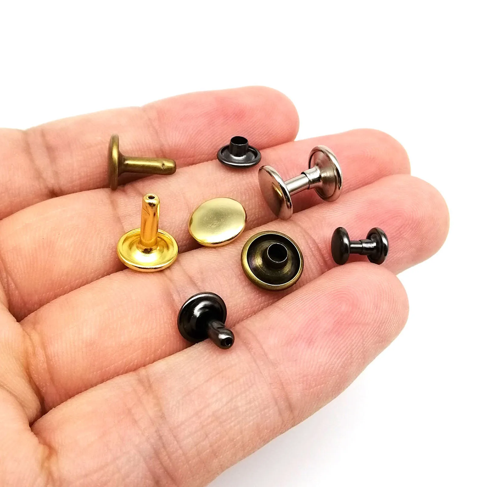 6mm 8mm 10mm Metal Double Cap Side Round Rivet Leather Craft Belt Wallet Bag Shoe Clothes Decorative Repair Nailhead Stud 50sets Metal Rivets Belt Strap Rivets Copper Rivets Metal Studs Leather Rivets