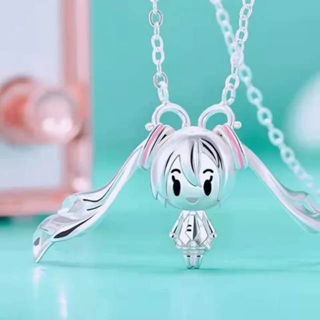 初音ミクシルバーカラーペンダントネックレス,メタルチェーン