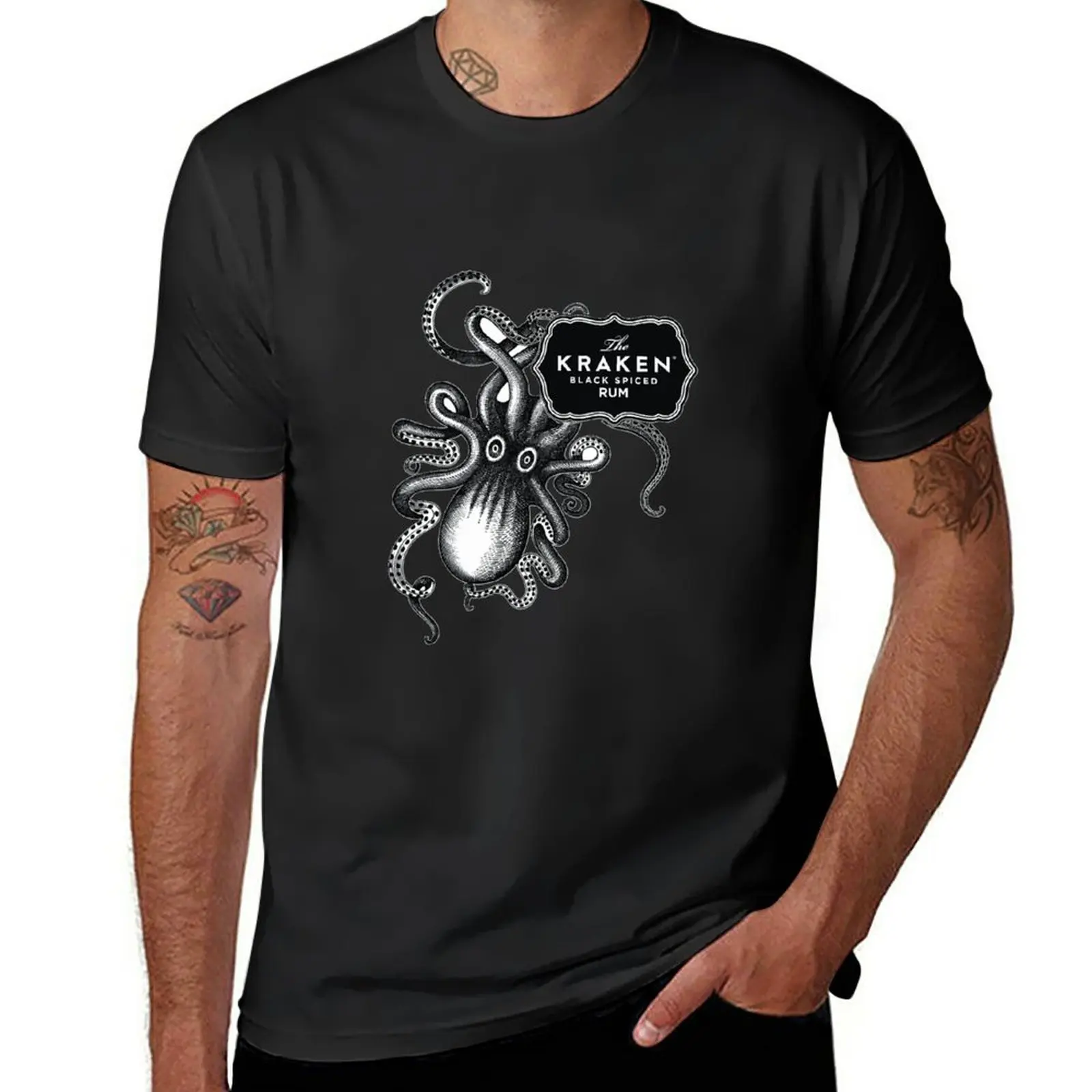 New Kraken Rum Classic T-Shirt T-Shirt Corta T-Shirt Oversize Plain Black T-Shirt Uomo