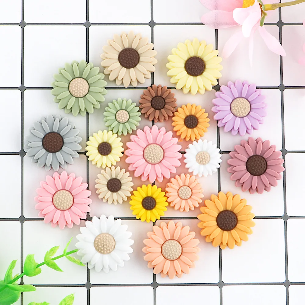 Sunrony 10pcs New Flower Silicone Beads For Jewelry Making Safety BPA Free DIY Pacifier Chain Accessories Beads For Jewelry DIY