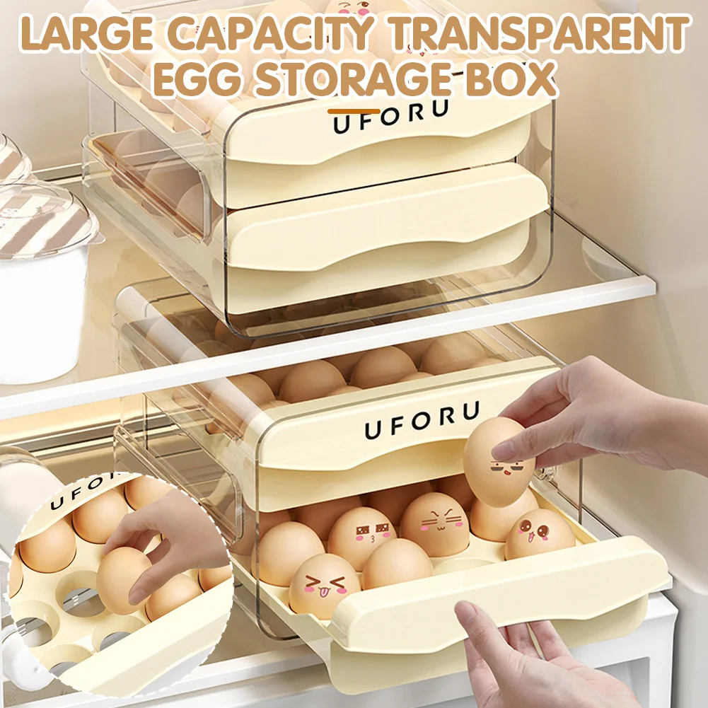 

Double Layer Drawer Egg Storage Carton Multifunctional Stable Storage Box Kitchen Accessories