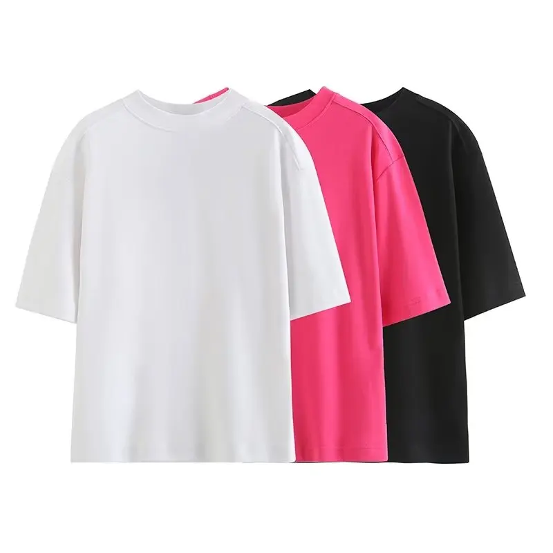 

CO Women's Basic T-shirt Casual Tricolor Round Neck Short Sleeve T-shirt Slim Version T-shirt Clothing Solid Color T-shirt Top