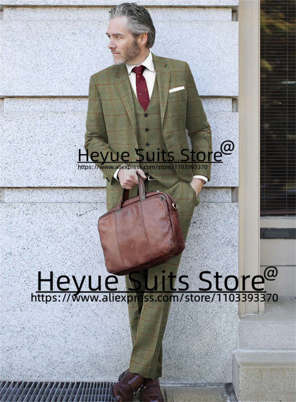 Vintage Classic Plaid Tailor Made 3 Pcs Sets Slim Fit Notched Lapel Groom Formal Tuxedos High Qublity Male Blazer Costume Homme