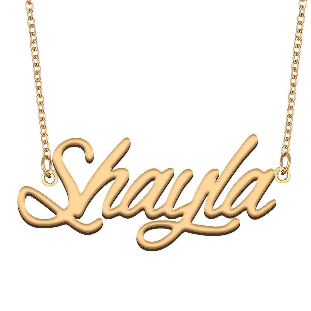 

Shayla Name Necklace for Women Stainless Steel Jewelry Gold Color Nameplate Pendant Collares Para Mujer Letters Choker