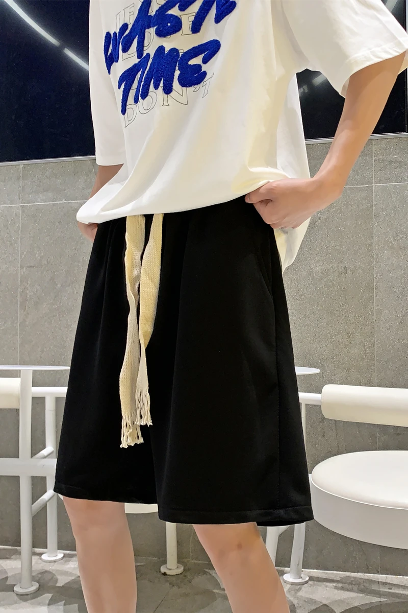 Men Straight Pocket Sport Shorts Half Knee Long Loose Short Pant Fitness Home Bath Loungewear Drawstring Basketball Soft Shorts