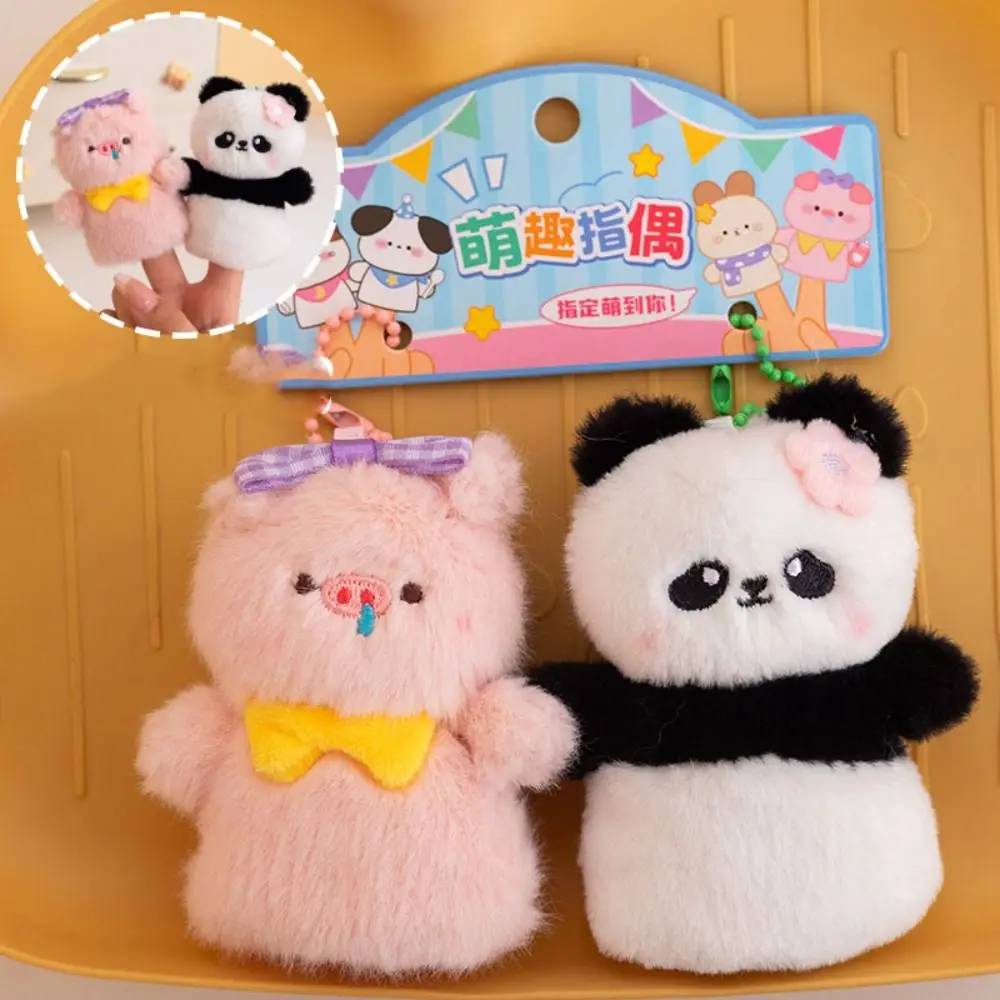 1쌍 동물 손가락 인형 시뮬레이션 토끼/곰 봉제 펭귄 조기 교육용 새끼 고양이/강아지 손가락 이야기 인형