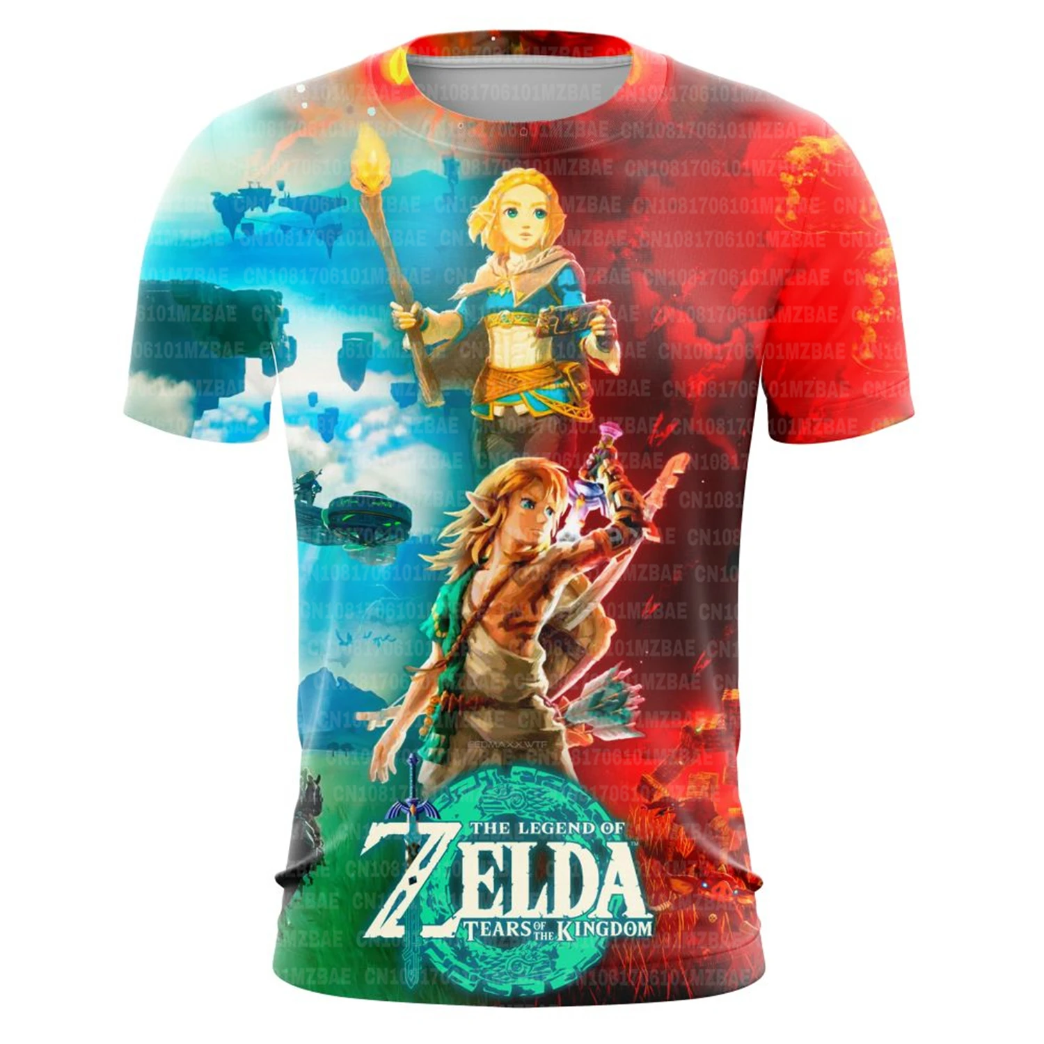 

Zelda Tears of The Kingdom T-shirt Anime Cartoon Short Sleeve Cosplay Prom Dress Up Props Men Loose Breathable Clothes Tops Gift