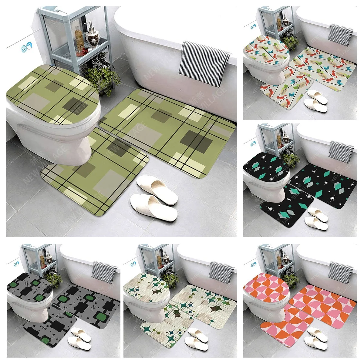 

Anti-slip Bath Mat Bathroom Rug Shower Mat Decorative Absorbent Foot Mat Entrance Bathtub toilet rug boho Nordic plant leaf