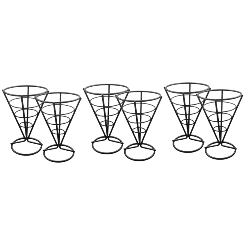 

6 Pcs Wire Metal Food Racks Cone Fried Basket Deep Fryer Basket Serving Chips Stand Display Stands Chicken Holder