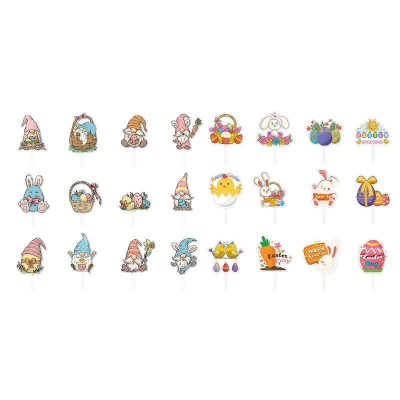 

12Piece Easter Celebration Decor Charm Rabbit Cupcake Toppers for Festive Treats F1FB