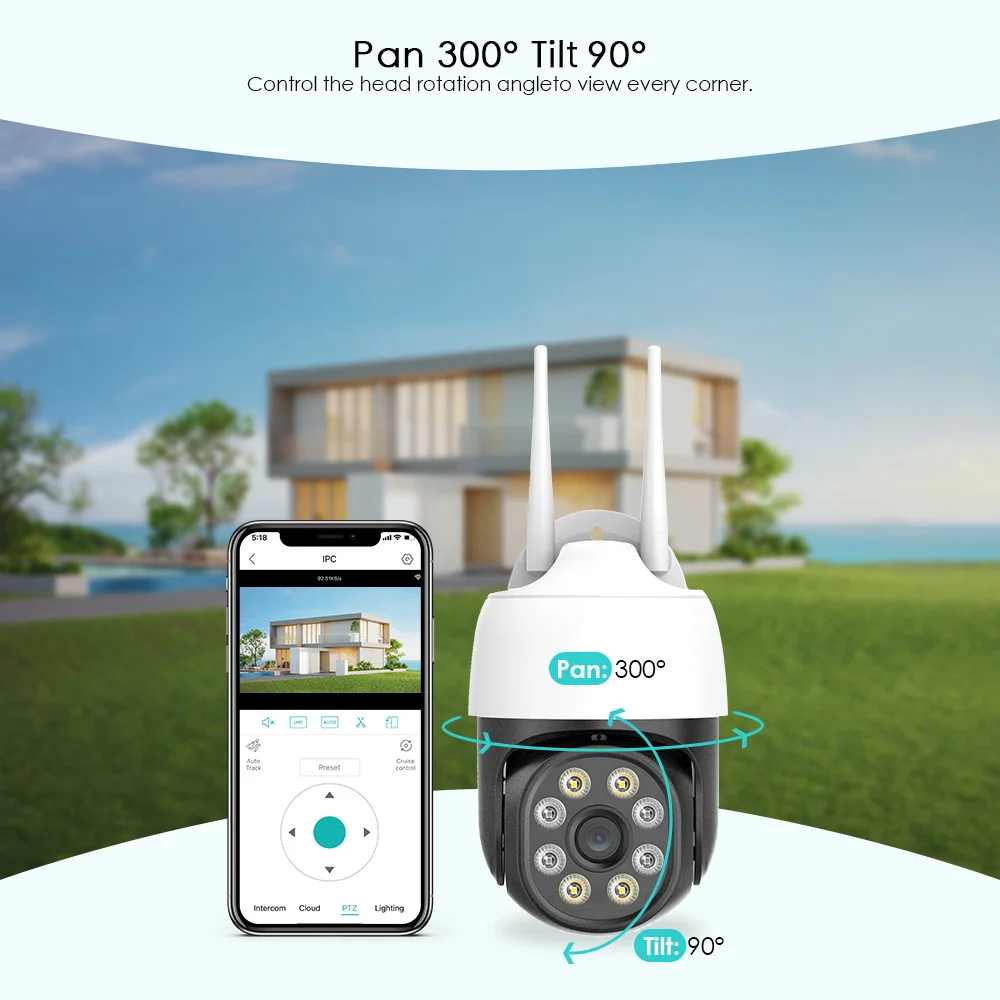 5MP Cloud WIFI IP Camera Ai Human Detection Auto Tracking CCTV Video Surveillance Outdoor 1080P Two-way Audio PTZ ip camera,wifi camera,surveillance camera,wifi ip camera