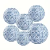 6X Chinese Blue Porcelain Lantern Set - Festive Decor for Parties, Weddings & Birthdays, No Electricity Needed BW 1