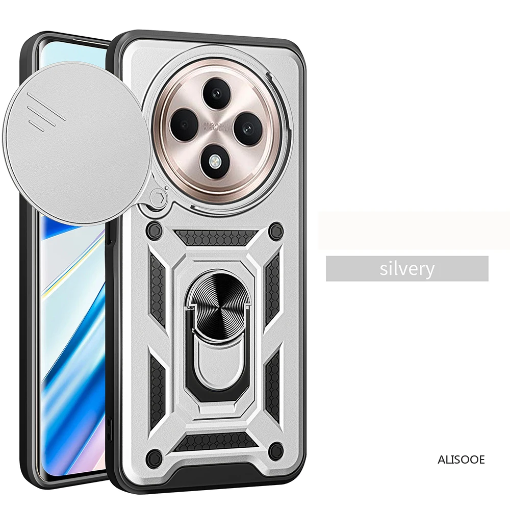 Premium Armor Case with Slide Camera Lens Protector and Ring Stand