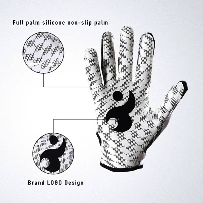 Rugby Gloves Men Women Breathable Anti-slip Full Finger Silicone Baseball American Football Gloves Adjustable Wristband